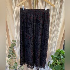 Vintage JH Collectibles Black and Lace Skirt with Red accents